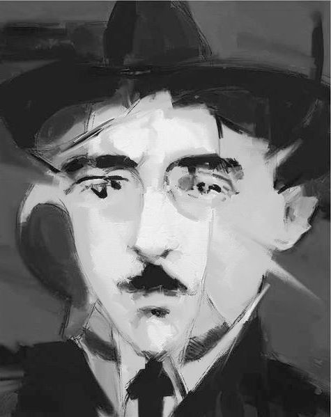 Fernando Pessoa em pintura de Bottelho.